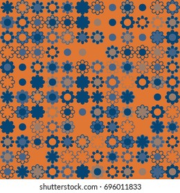 Seamless floral pattern with colored elements, vector abstract background