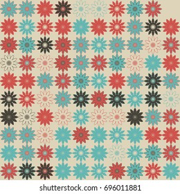 Seamless floral pattern with colored elements, vector abstract background