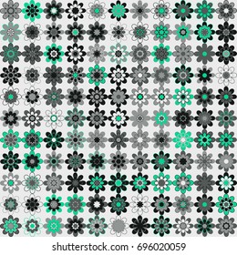 Seamless floral pattern with colored elements, vector abstract background