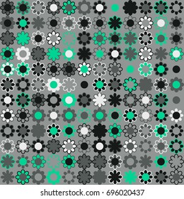 Seamless floral pattern with colored elements, vector abstract background