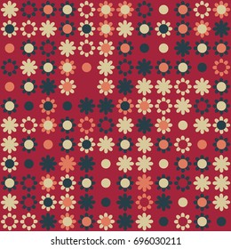 Seamless floral pattern with colored elements, vector abstract background