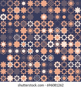 Seamless floral pattern with colored elements, vector abstract background