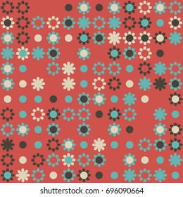 Seamless floral pattern with colored elements, vector abstract background