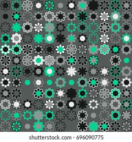 Seamless floral pattern with colored elements, vector abstract background