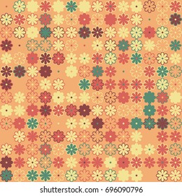 Seamless floral pattern with colored elements, vector abstract background