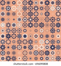 Seamless floral pattern with colored elements, vector abstract background