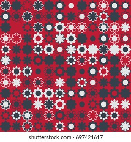 Seamless floral pattern with colored elements, vector abstract background
