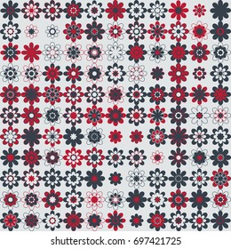 Seamless floral pattern with colored elements, vector abstract background
