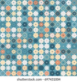 Seamless floral pattern with colored elements, vector abstract background