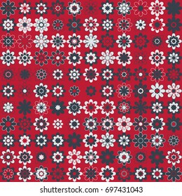 Seamless floral pattern with colored elements, vector abstract background