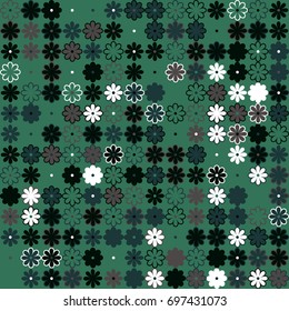 Seamless floral pattern with colored elements, vector abstract background
