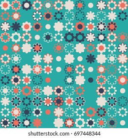 Seamless floral pattern with colored elements, vector abstract background