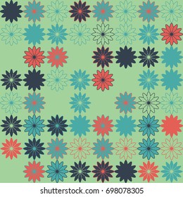 Seamless floral pattern with colored elements, vector abstract background