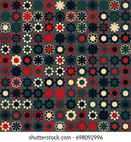 Seamless floral pattern with colored elements, vector abstract background
