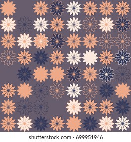 Seamless floral pattern with colored elements, vector abstract background
