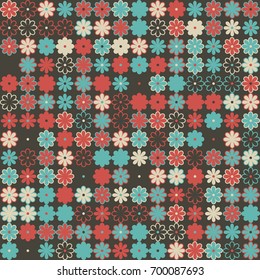 Seamless floral pattern with colored elements, vector abstract background