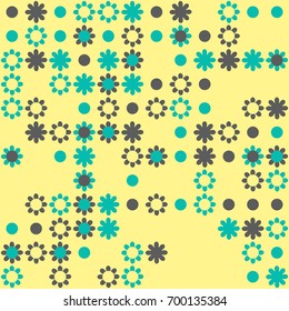 Seamless floral pattern with colored elements, vector abstract background