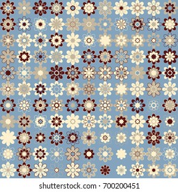 Seamless floral pattern with colored elements, vector abstract background