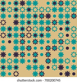 Seamless floral pattern with colored elements, vector abstract background