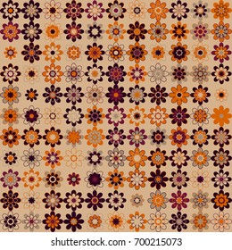 Seamless floral pattern with colored elements, vector abstract background