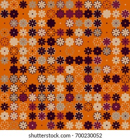 Seamless floral pattern with colored elements, vector abstract background