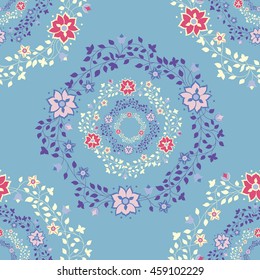 Seamless floral pattern colored flowers