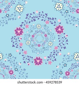 Seamless floral pattern colored flowers