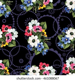 Seamless floral pattern with colored flowers Vector Illustration EPS8