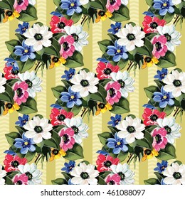 Seamless floral pattern with colored flowers Vector Illustration EPS8