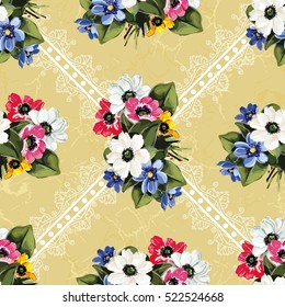 Nahtlose Blumenmuster mit farbigen Blumen Vektor Illustration EPS8