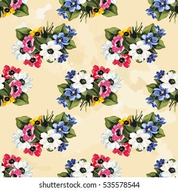 Seamless floral pattern with colored flowers Vector Illustration EPS8
