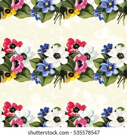 Seamless floral pattern with colored flowers Vector Illustration EPS8
