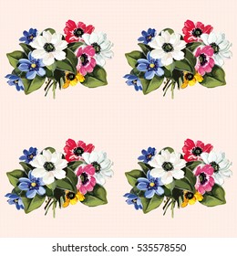 Seamless floral pattern with colored flowers Vector Illustration EPS8
