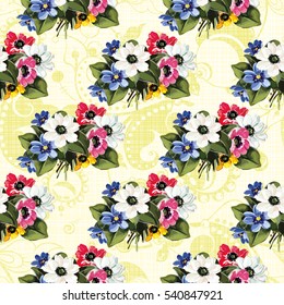 Seamless floral pattern with colored flowers Vector Illustration EPS8