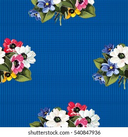 Padrão floral contínuo com flores coloridas Ilustração Vetorial EPS8