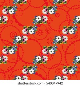Seamless floral pattern with colored flowers Vector Illustration EPS8