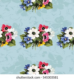 Seamless floral pattern with colored flowers Vector Illustration EPS8
