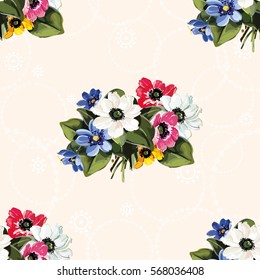 Seamless floral pattern with colored flowers Vector Illustration EPS8