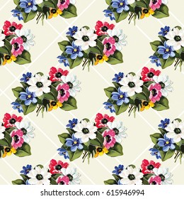 Patrón floral sin fisuras con flores de color Vector Ilustración EPS8