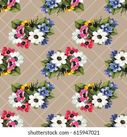 Seamless floral pattern with colored flowers Vector Illustration EPS8