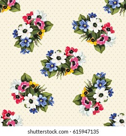 Seamless floral pattern with colored flowers Vector Illustration EPS8