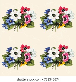 Seamless floral pattern with colored flowers Vector Illustration EPS8