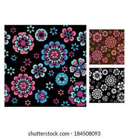 Seamless floral pattern. Colorful Abstract Flowers.