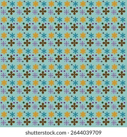 Padrão floral contínuo com flores abstratas coloridas em um fundo azul claro. Perfeito para tecido, embrulho de presente, produtos para crianças e decoração digital.