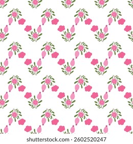 Seamless floral pattern. Colorful background in trendy minimalist style with herbal elements and gentle flowers.