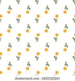 Seamless floral pattern. Colorful background in trendy minimalist style with herbal elements and gentle flowers.
