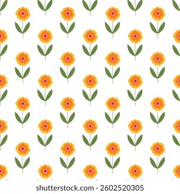 Seamless floral pattern. Colorful background in trendy minimalist style with herbal elements and gentle flowers.
