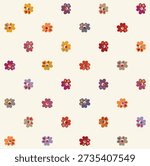 Seamless floral pattern with colorful blooming flowers on dark background, perfect for fabric, wallpaper, wrapping paper, and digital design projects.
