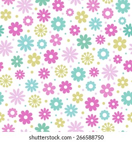 Seamless floral pattern. Colorful flowers, white background.