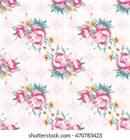 Seamless floral pattern with colorful peony
